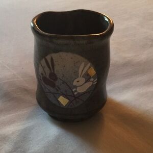 Rabbit painted ceramic cup